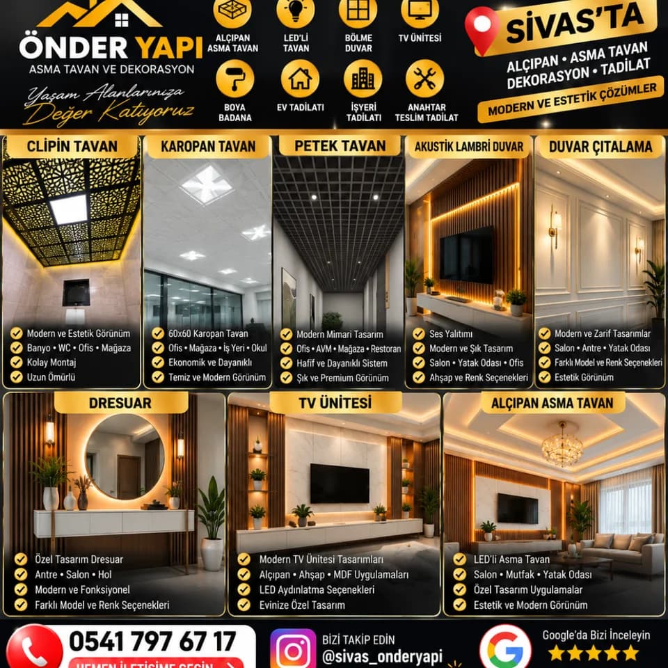 SİVAS ÖNDER YAPI ASMA TAVAN VE DEKORASYON, Ahşap Dekorasyon