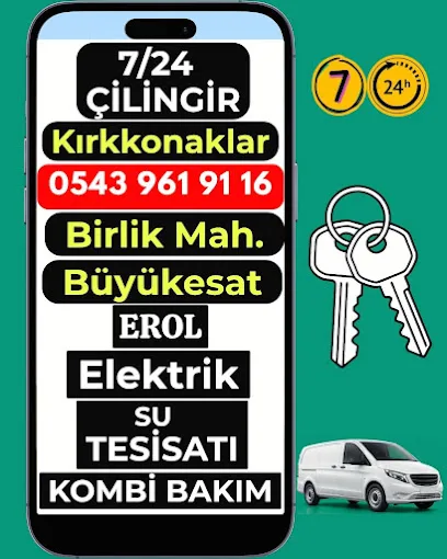 Kırkkonaklar Çilingir Elektrik Erol Su Tesisatı Anahtarcı Kombi (Birlik Büyükesat Bademlidere), Electrical repair